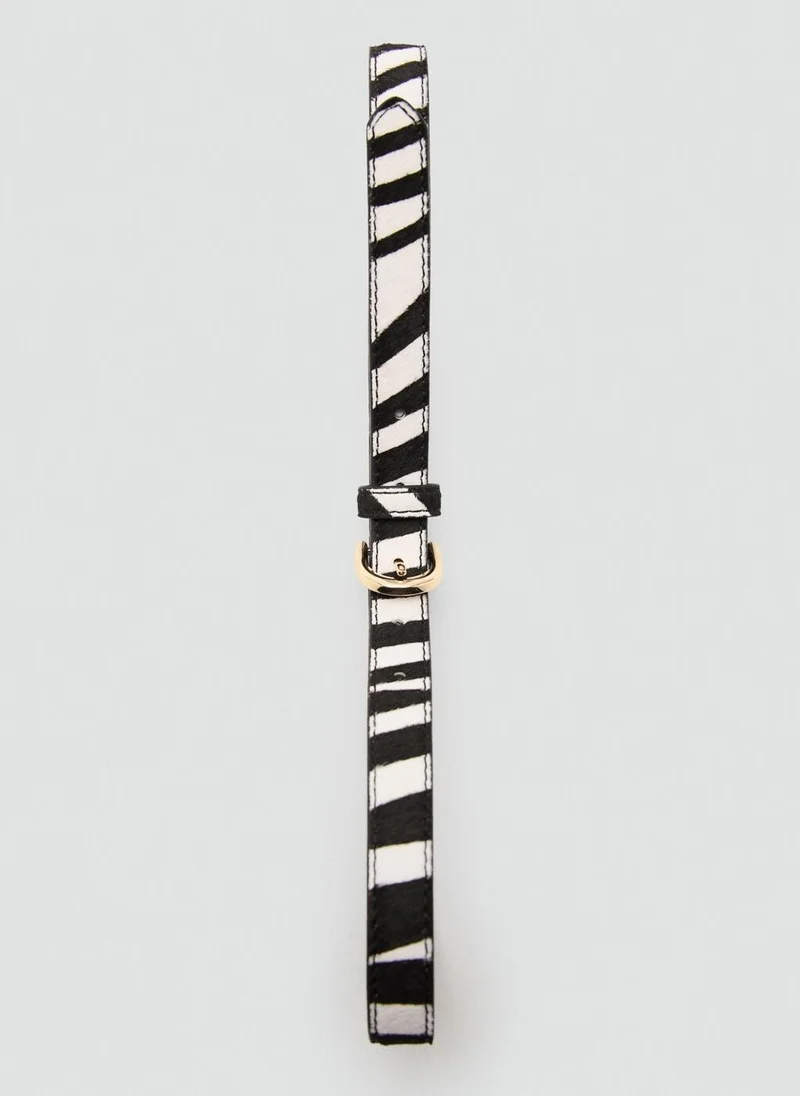 مانجو Animal print leather belt